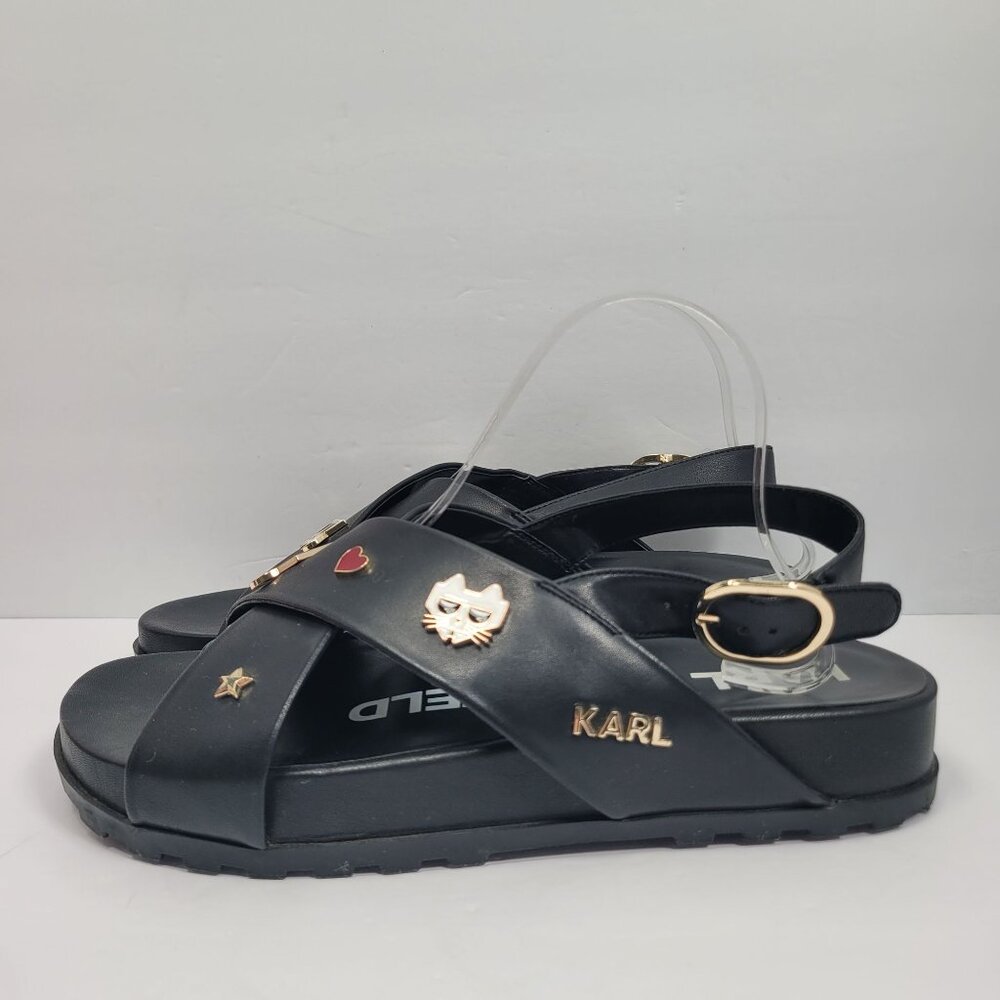 Karl Lagerfeld Paris Bexli Women's Black Sandal US Size 11M - Picture 2 of 8